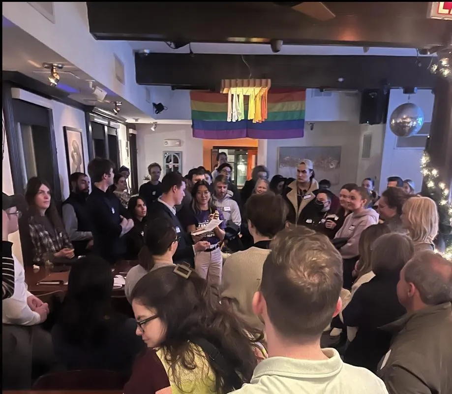 A packed upstairs room at Dupont Italian Kitchen during a Dupont Neighbors happy hour